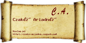 Czakó Ariadné névjegykártya